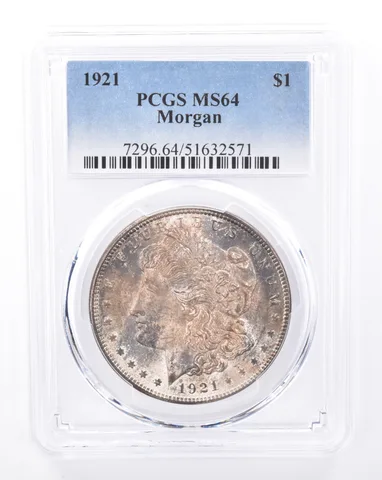 1921 Morgan Silver Dollar MS64 PCGS Beautiful Tone *9415
