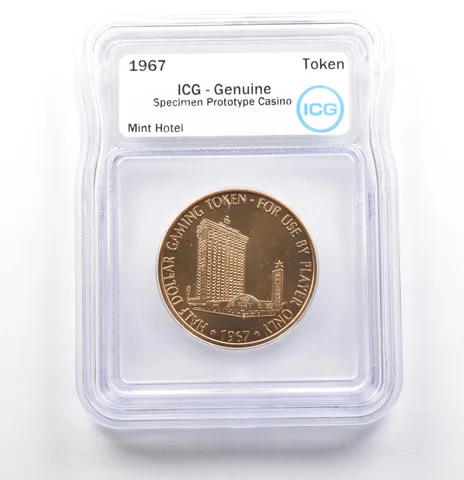 1967 Casino Token Mint Hotel Half Dollar Specimen Prototype Genuine ICG a0565