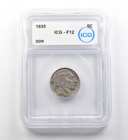 1935 Indian Head Buffalo Nickel DDR F12 ICG ERROR *8184