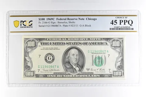 1969 C $100 Chicago IL FRN Fr#2166-G Choice XF 45 PPQ PCGS *4967