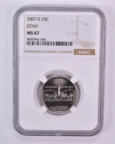 2007-D Washington State Quarter Utah MS67 NGC Brown Label