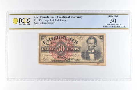 US Fractional Currency 4th Issue 50 Cents Fr#1374 Large Red Seal 30 PCGS *2353