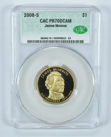 2008-S Presidential $1 James Monroe PR70 DCAM CAC CACg