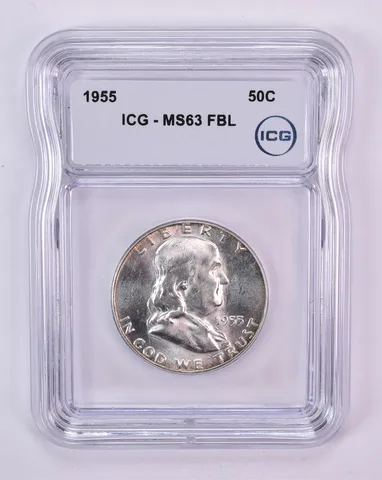 1955 Franklin Half Dollar MS63 FBL ICG