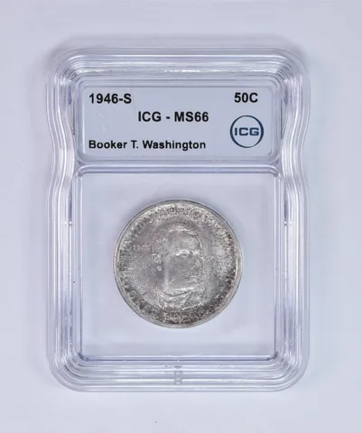 1946-S Booker T Washington Commemorative Half Dollar MS66 ICG Nice Tone *8016