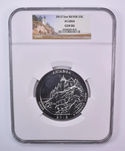 2012 5 Oz Silver Quarter ATB America The Beautiful Acadia Gem BU NGC