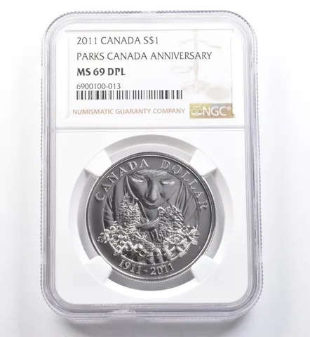 2011 Canada Silver Dollar Parks Canada Anniversary MS69 DPL NGC a4538