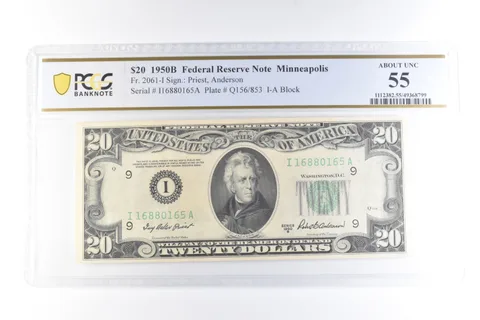1950 B $20 Minneapolis MN FRN Fr#2061-I About Unc 55 PCGS *6082