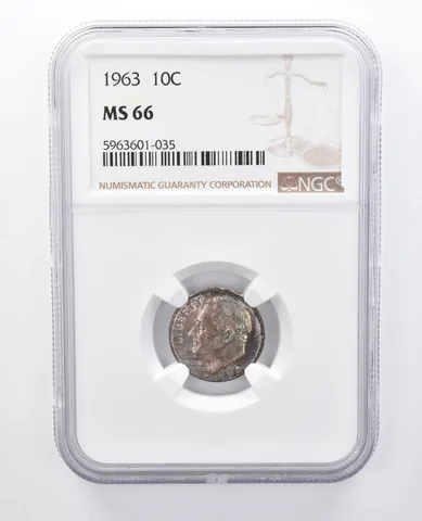 1963 Roosevelt Dime MS66 NGC Blue/Purple Tone *7977