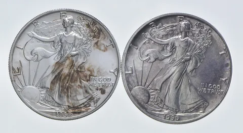 1992 - 1990 American Silver Eagle 1 T Oz .999 Lot of 2 *247