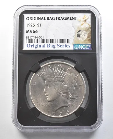 1925 Peace Silver Dollar Original Bag Fragment MS66 NGC *3354