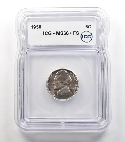 1950-D Jefferson Nickel MS66+ FS ICG *6707