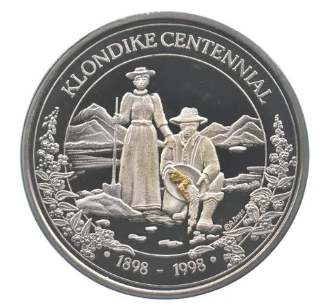 1998 Klondike Gold Rush Centennial Official Medallion 1 Oz Silver *3514