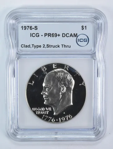 1976-S Eisenhower $1 Type 2 CLAD Struck Thru PR69+ DCAM ICG a5937