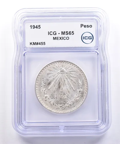 1945 Mexico Peso KM#455 MS65 ICG