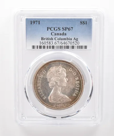 1971 Canada 1 Dollar Silver British Columbia SP67 PCGS Beautiful Tone *1935