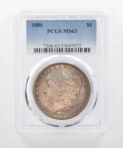 1886 Morgan Silver Dollar MS63 PCGS Beautiful Tone *1485