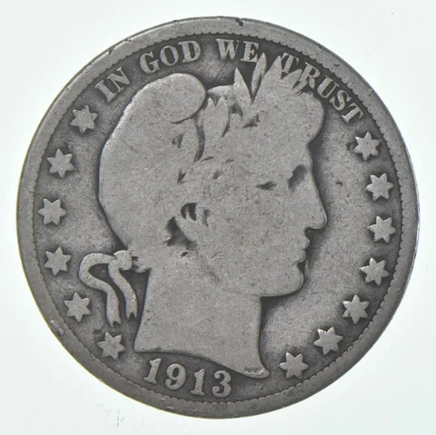 1913 Barber Half Dollar Average Circ 90% Silver