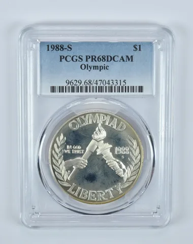PR68 DCAM 1988-S Seoul Olympiad Commemorative Dollar PCGS Great Toning a3371