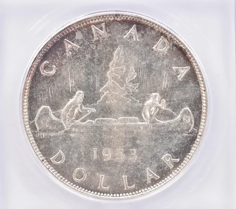 1953 Canada 1 Dollar Silver Strap MS64 ICG Beautiful Tone *2553
