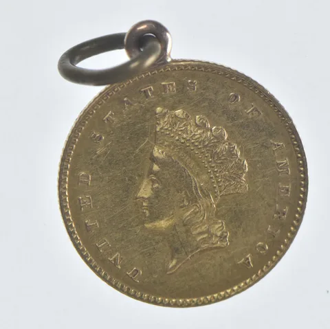 1855 $1 Indian Princess Head Gold Dollar Pendant *1067