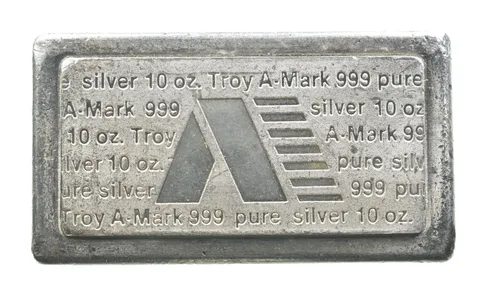 10 Troy Oz Silver Bar A Mark Stacker Vintage *6814