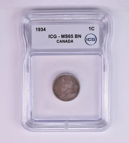 1934 Canada 1 Cent MS65 BN ICG Beautiful Tone *1252