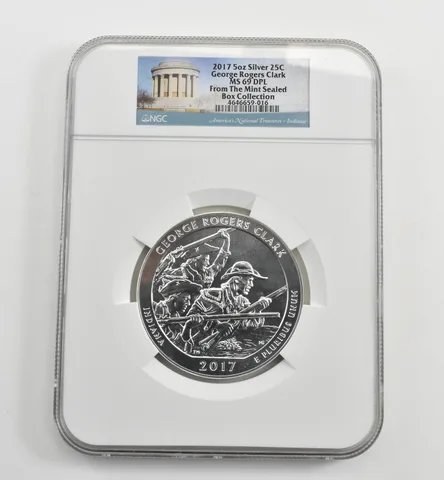 2017 5 Oz Silver Quarter ATB George Rogers Clark MS69 DPL NGC a1595