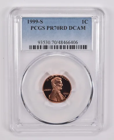 1999-S Lincoln Memorial Cent PR70 RD DCAM PCGS Blue Label