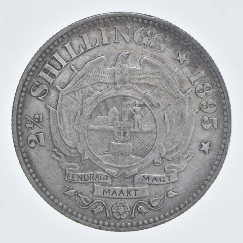 SILVER - WORLD Coin - 1895 South Africa 2 1/2 Shillings - World Silver Coin *834