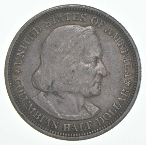 1893 XF Christopher Columbus Columbian Exposition Half Dollar 90% Silver