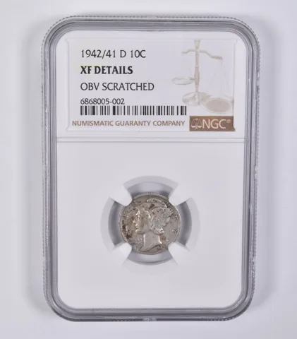 XF Details 1942/41-D Mercury Dime Obv Scratched NGC *3988
