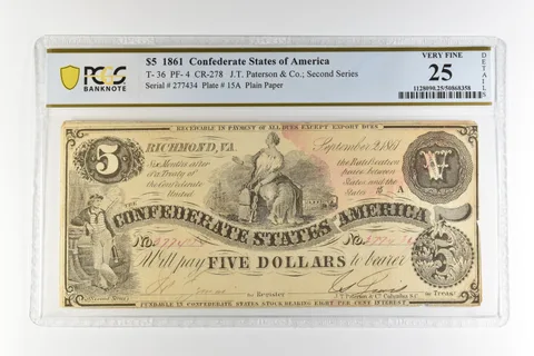 1861 $5 Confederate States America T-36 PF-4 CR-278 Very Fine 25 PCGS *4508
