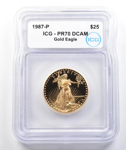 1987-P $25 American Gold Eagle 1/2 Oz Gold PR70 DCAM ICG
