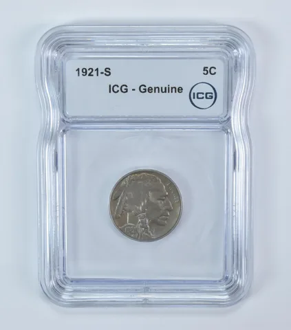 1921-S Indian Head Buffalo Nickel Genuine ICG *6004