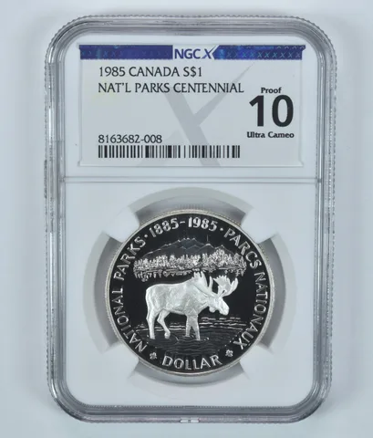 1985 Canada 1 Dollar Silver National Parks Proof 10 UCAM NGC X NGCX