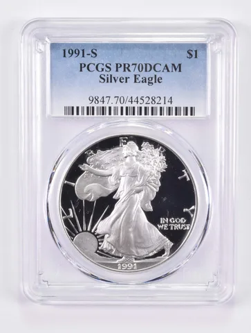 1991-S American Silver Eagle PR70 DCAM PCGS Blue Label