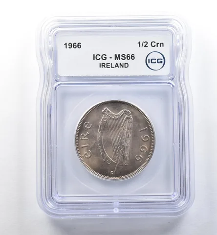 1966 Ireland 1/2 Crown MS66 ICG *2557