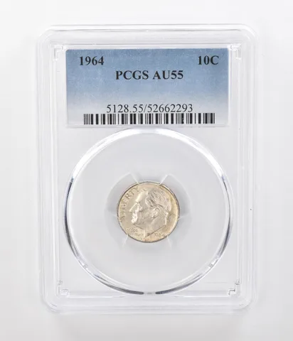 1964 Roosevelt Dime AU55 PCGS Beautiful Tone Reverse a1056