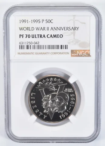 1991-95-P World War 2 WWII Commemorative Half Dollar PF70 UCAM NGC