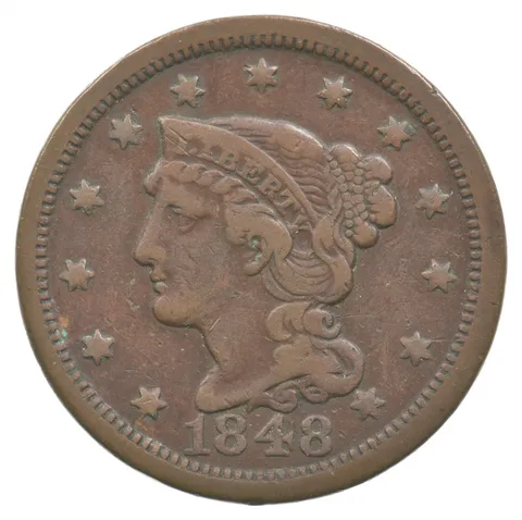 1848 Liberty Head Braided Hair Large Cent a3385