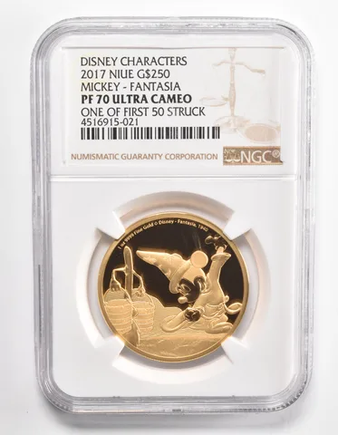 PF70 UCAM 2017 Niue $250 - Mickey - Fantasia - 1 Of First 50 Struck NGC a1028