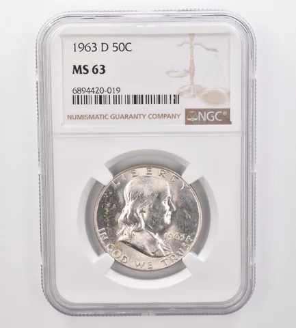1963-D Franklin Half Dollar MS63 NGC Beautiful Tone Reverse *9912