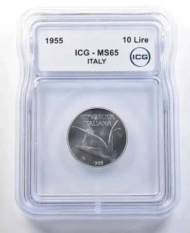 1955 Italy 10 Lire MS65 ICG *3277