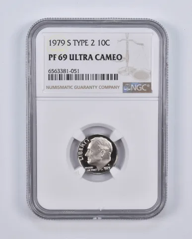 1979-S Roosevelt Dime Type 2 PF69 UCam NGC Brown Lbl