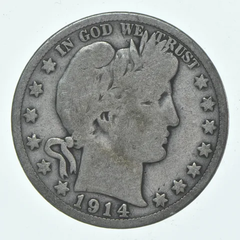 1914 Barber Half Dollar Average Circ 90% Silver
