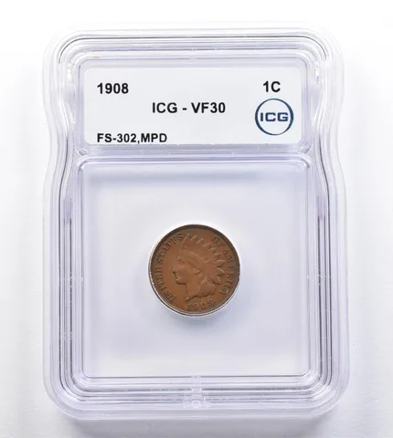 1908 Indian Head Cent FS-302 MPD VF30 ICG *2049