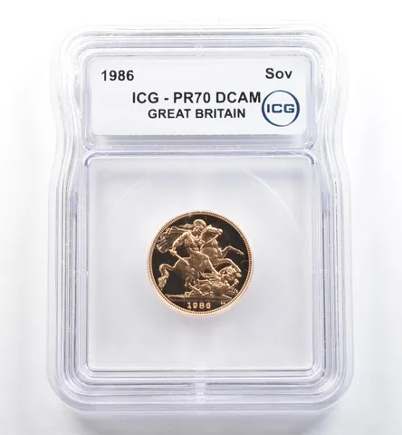 1986 Great Britain Gold Sovereign PR70 DCAM ICG *6515