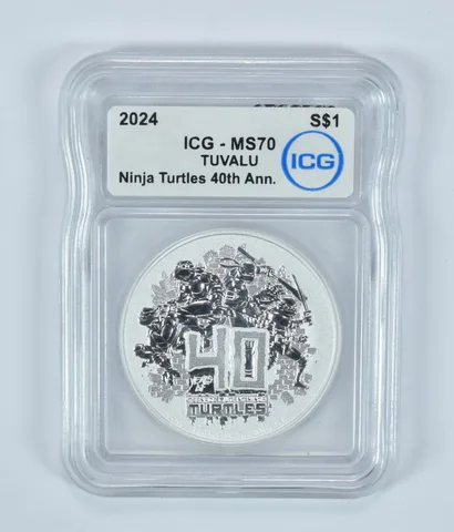 2024 Tuvalu Silver Dollar Ninja Turtles 40th Anniversary MS70 ICG