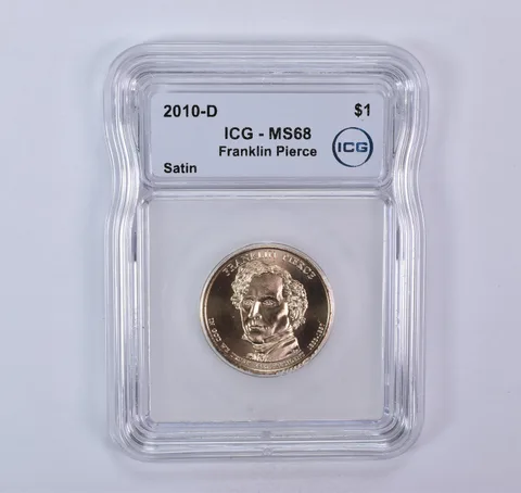 2010-D Presidential $1 Franklin Pierce SMS Satin MS68 ICG